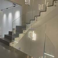Escalier intérieur moderne personnalisé à double poutre, bois et verre, escalier droit à double poutre, escalier à poutre double, Wojo WJ4205