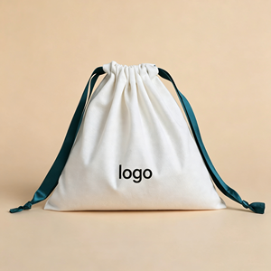 Wholesale Promotional Organic Cotton Drawstring Jewelry Pouch with Screen Printed Logo - Product Image 2