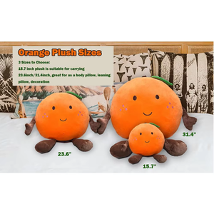 Vivid Cute Plump Round Tangerine Fruit Plush Toy with Hands and Legs Room Charming <strong>Cuddle</strong> 15.7 Inch Orange Decorative <strong>Pillows</strong> - Product Image 3