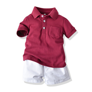 Ensemble 2 pièces décontracté pour garçons 2026 : <span class=keywords><strong>Polo</strong></span> à revers color block et short - Product Image 1