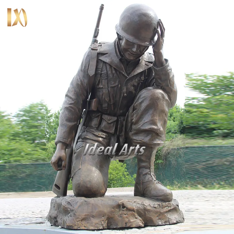 Vente en gros d'usine de statue de soldat en bronze grandeur nature extérieure statue militaire en bronze statue de l'armée