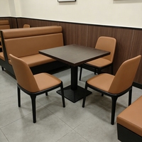 Ensemble de meubles de café personnalisés, durables, écologiques, en bois et en cuir, table et chaises