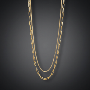 18K Gold Plated Trendy Unisex Customizable Charm Layered Snake <b>Chain</b> Paperclip Necklace for Wedding Engagement Party Gift - Product Image 3