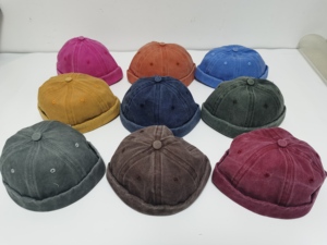Custom Logo <b>Hats</b> <b>for</b> Men Women Buckle Docker Wash Cotton Retro <b>Hat</b> Adjustable Brimless Cap Promotional Gift - Product Image 4