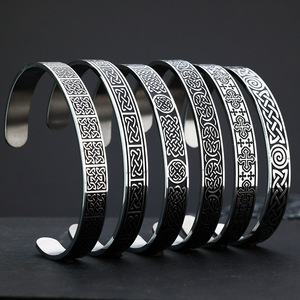 Celtic Knot Stainless Steel Cuff <b>Bracelet</b> Unisex Open C Shape Gift Jewelry - Product Image 1