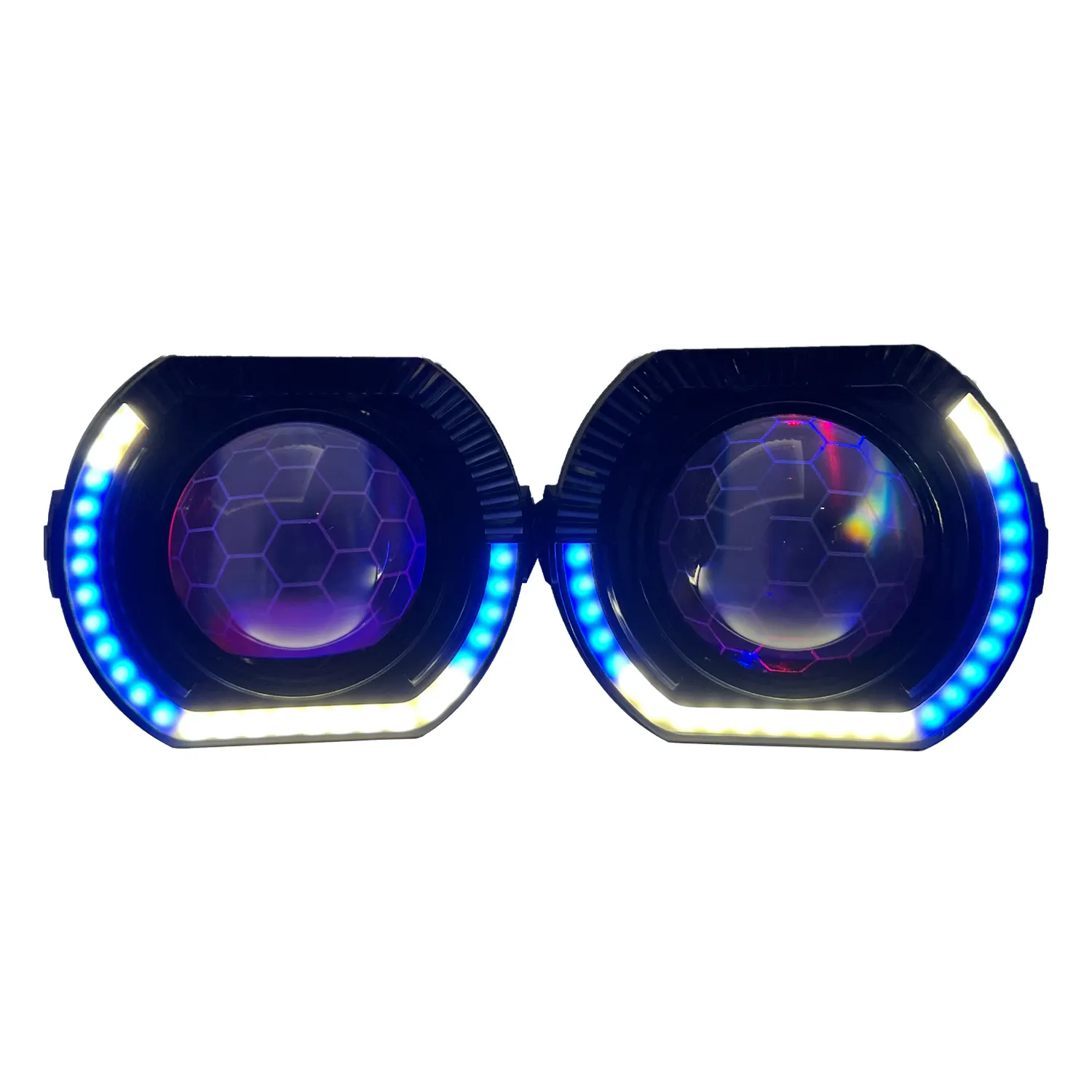RGBW Halo Shroud H4 H7 9005 rivestimento blu Bi proiettore a Led fari Retrofit DRL Angry Eye kit