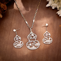 Oiseau Perle Gourde Long Collier Boucles D'oreilles Deux Pièces Ensemble Rétro Magnifique Sexy Femmes Porter En Laiton Zircone pour Un Usage Quotidien