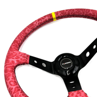 Volant de direction modifié TIYPEOR en cuir rouge camouflage brodé sur mesure, roues profondes de 9 cm, style Drift JDM