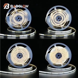 2025 Hot Sale DC 24v 11W Ra 90 10mm High Density Adhesive Back 360 Cuttable White <b>RGB</b> Cob LED Strip Lighting Set - Product Image 5