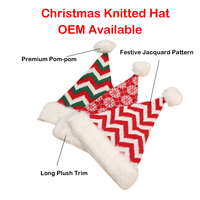 Chapeau de Noël en tricot avec bordure en fourrure rayée flocon de neige, unisexe adulte, 100% polyester, décoration de fête de Noël, personnalisable