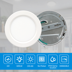 Plafoniera <span class=keywords><strong>LED</strong></span> Ultrasottile da 5 Pollici 6W, 600LM, Dimmerabile Triac, Montaggio <span class=keywords><strong>a</strong></span> Filo, SMD2835, CRI80, 2700K-5000K, Senza Sfarfallio, per Casa e Ufficio (CA/US) - Product Image 5