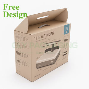 กล่องพกพาแบบกำหนดเองพร้อมหูหิ้วพลาสติกสำหรับผลิตภัณฑ์อิเล็กทรอนิกส์ กล่องบรรจุภัณฑ์สำหรับการขนส่งที่เป็นมิตรกับสิ่งแวดล้อมทำจากกระดาษรีไซเคิล - Product Image 4