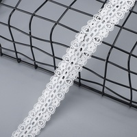 Dentelle élastique tricotée ajourée française, garniture perforée douce pour vêtements et accessoires textiles de maison, largeur 2,5 cm