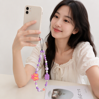 Nouvelle chaîne de téléphone Ours de dessin animé couleur bonbon, sangle pendentif DIY pour coque de téléphone, breloque de sac carrée à carreaux électroplaquée