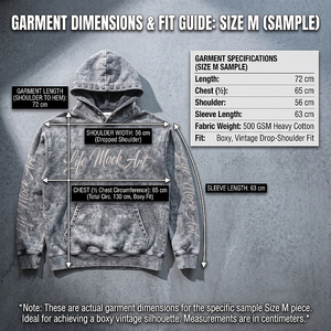 Sweat à capuche ample en molleton français épais 500 g/m² Elyradia, effet délavé vintage, avec broderie en strass - Product Image 5