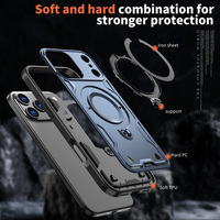 Étui de luxe pour iPhone 18 17 16 Pro Max Air Plus avec protection intégrale à 360° °   Support rotatif TPU+PC compatible avec la charge sans fil
