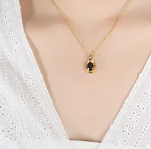 Новый продукт светлое роскошное темпераментное модное ожерелье Темный ветер Цирконий Кулон 18-каратное золото Геометрическая цепочка ключицы