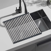 Égouttoir de cuisine pliant multifonctionnel en acier inoxydable avec coulisseau escamotable pour bols, baguettes, fruits et légumes