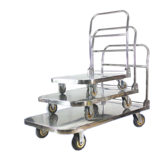 <span class=keywords><strong>400kg</strong></span> chariots à quatre roues chariot 304 acier inoxydable 202 plate-forme industrielle pliable remorque chariot de Transport à plat - Product Image 2