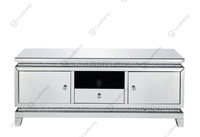 Meuble TV miroir en cristal de Style Glam avec 2 piliers latéraux pour le salon