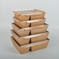 Conteneur à emporter auto-élevable en papier kraft recyclé, enduit UV, biodégradable, 900 ml, pour restaurant, boîte à emporter pour le sucre – Vente chaude