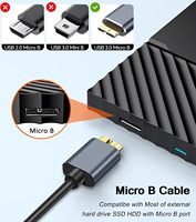 Usine USB3.1 Type-C USB 3.0 Micro B 1m Câble de synchronisation de charge rapide Tresse de gaine en PVC pour disque dur Type C Câble de données Micro B