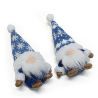 Nouveaux ornements de Noël-Petites figurines naines en bleu, poupée sans visage, flocon de neige Rudolph Goblin Articles de décoration de Noël