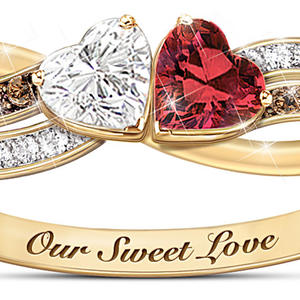 H086 Anello di Fidanzamento a Forma di Cuore con Cristalli e Strass, Placcato in Oro 18K, Gioiello Raffinato da Donna con Incastonatura a Pavé - Product Image 2