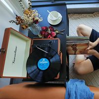 Table de tourne-disque pliable de grande taille, support de tourne-disque en bois avec support d'affichage pour vinyle, pour chambre à coucher et salon, table de chevet