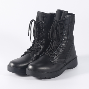 DFT0115 Botas de Desierto de Gamuza Vacuna, Botas de Selva de Cuero Liso Negro - Product Image 1