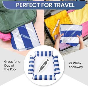 Bouée gonflable 4-en-1 en PVC, bleu et blanc rayé, multifonction, pour adultes - Product Image 4