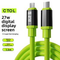 Kabel Data Smartphone Silikon 240W untuk Konektor Tipe-C Pengisian Cepat Daya Tinggi Transfer Data Kompatibel untuk