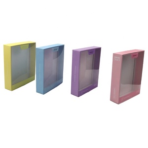 Customized Lid and Base Gift Display Paper Cardboard Packaging Box with Window Clear Plastic PVC