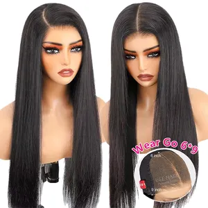 ISEE M Cap Wear Go Glueless Wigs 9x6 HD Lace Wear Go Mini Knots Straight Hair Wig Pre Bleached Pre-cut Lace Front Wig Ready Go