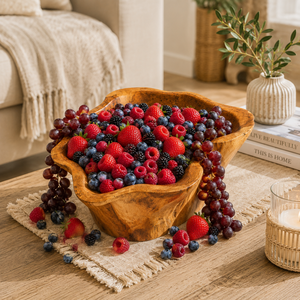 Bol en bois de teck massif, fait main, écologique, durable, design Wabi-Sabi, huilé de qualité alimentaire, pour la décoration de la maison et la vaisselle - Product Image 4