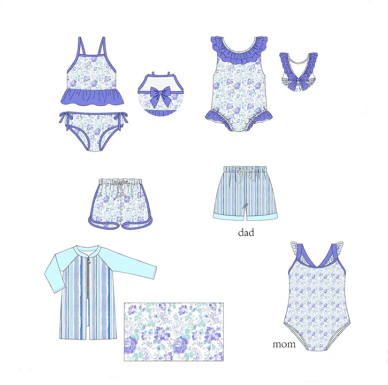 Maillots de bain personnalisés pour filles et garçons imprimé floral design famille maillots de bain assortis pour enfants et adultes Bikini maillots de bain