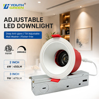 ETL/FCC 30 °   Plafonnier LED orientable 9W, projecteur mural 3-en-1, CRI 90+, encastré, anti-éblouissement, 5 températures de couleur, dimmable