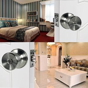 Ensemble de serrures en métal finition nickel satiné pour salle de bain, plaque de verrouillage amovible et bouton de porte <span class=keywords><strong>rond</strong></span> - Product Image 4