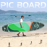 Planche de paddle gonflable tout-terrain pour la navigation sur lacs et rivières, idéale pour le surf et le canoë.