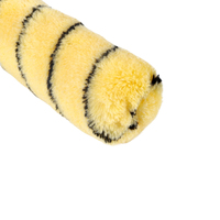 Rouleau à peinture rayé bleu et jaune 4 pouces Brosse à peinture murale DIY avec poignée en plastique OEM personnalisable