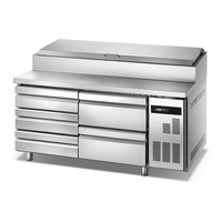 Venta directa de fábrica, enfriador comercial de mesa de preparación de Pizza, congelador de doble puerta de gran capacidad, Enfriador de exhibición barato para tienda de alimentos
