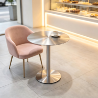 Table à piétement rond en acier brossé, base de table d'appoint en métal à colonne unique pour café, salon, maison, balcon