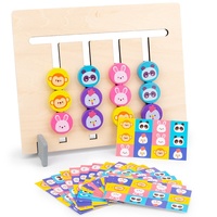 Jeu d'échecs éducatif en bois à quatre couleurs avec animaux, jeu de logique pour l'entraînement à la pensée, plateau d'apprentissage précoce en bois pour enfants