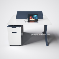 2 3 Table de conférence moderne en bois et métal avec cloison séparée Bureau de travail