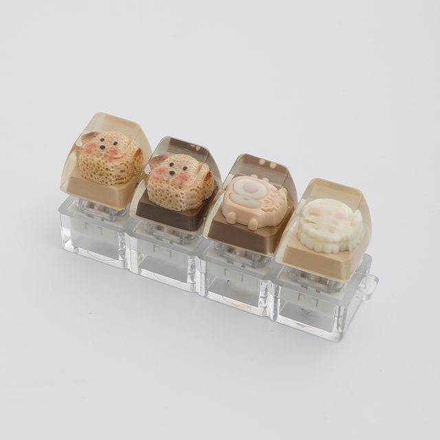 4 Keys Custom DIY Resin Keycaps Fidget Toys Button Keyboard for Stress Relief Clicker Keychain