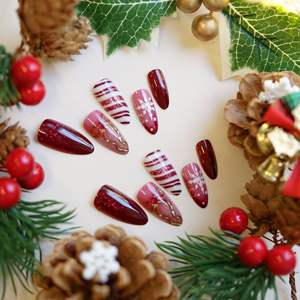 WM-301 amande noël ruban flocon de neige ongles portable ongles conseils paillettes fines conception française pour doigt en gros - Product Image 2