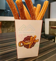 Caja de Papel Biodegradable para Churros, Tamaño Personalizado, Apta para Alimentos, Caja para Llevar Churros