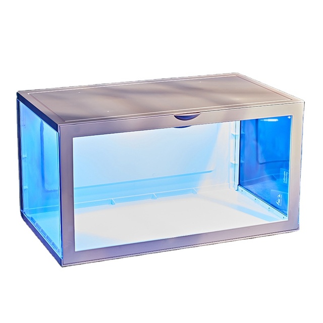 New Product Smart Shoe Box Cabinet Side Open High Transparent Led Light Anti-oxidation Net Display Box Case