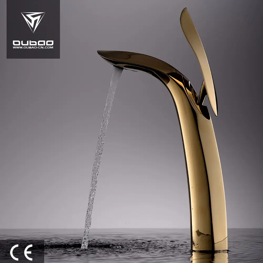 Luxury Brass Mixers Tall Washbasin Tap Gold Bathroom Basin Faucet