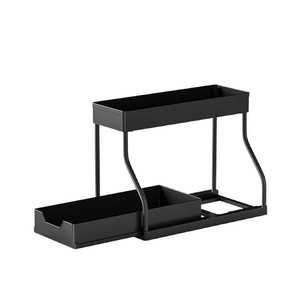 Xiyin Sink Shelf Double Layer Pull Out Storage Rack Kitchen Bathroom Cabinet Organizer Removable Rectangle Standing Type - Product Image 5
